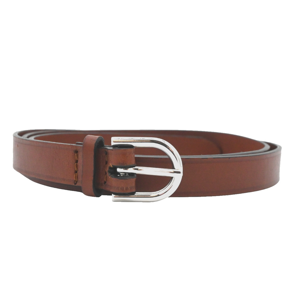 Gabriela Hearst Thin Tan Leather Belt Silver-Tone Buckle Size 38 / Apprx. XS